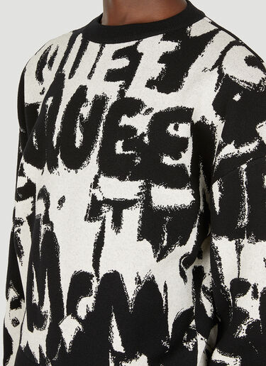 Alexander McQueen Graffiti Logo Jacquard Sweater Black amq0149002
