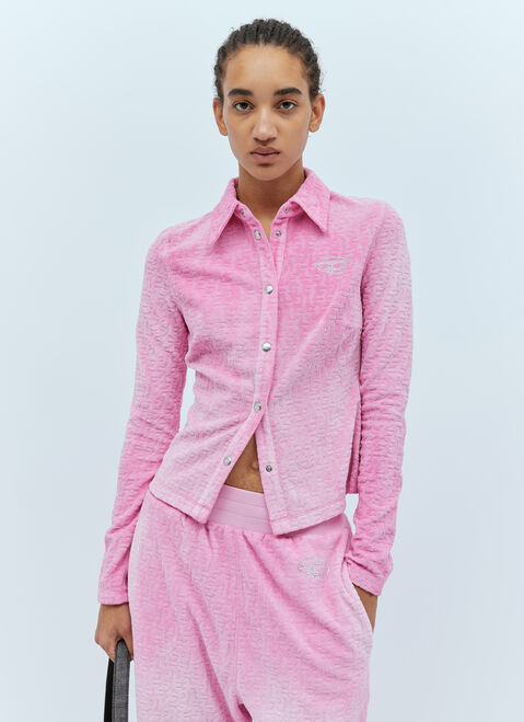 Dries Van Noten Logo Embossed Velvet Shirt Pink dvn0254015