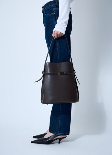 TOTEME Belted Leather Bucket Bag Brown tot0261026