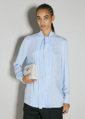Prada Logo Jacquard Silk Shirt Blue pra0254003