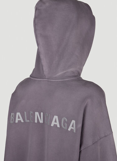 Balenciaga Medium-Fit Logo Print Hooded Sweatshirt Purple bal0254017