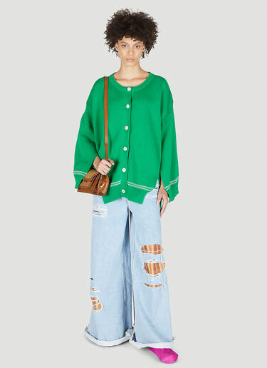 Marni 비대칭 헴 카디건 그린 mni0251008