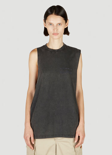 Martine Rose 로고 자수 탱크탑 블랙 mtr0352002