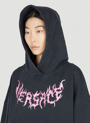 Versace 로고 프린트 후드 스웨트셔츠 블랙 vrs0252001