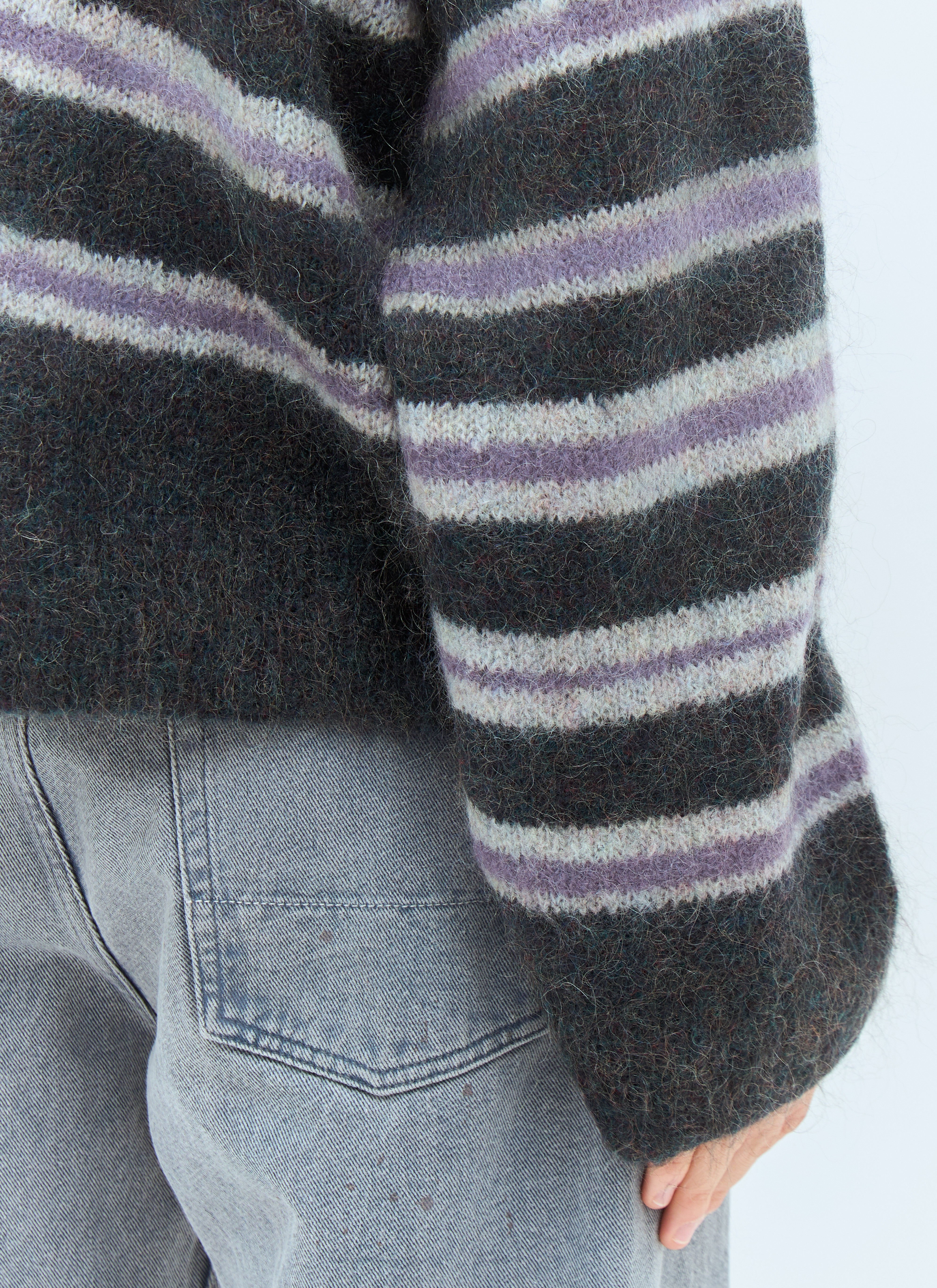 Acne Studios Men s Striped Mohair Blend Sweater in Grey LN CC