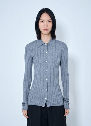 Toteme Slim Ribbed Cardigan Grey tot0265005