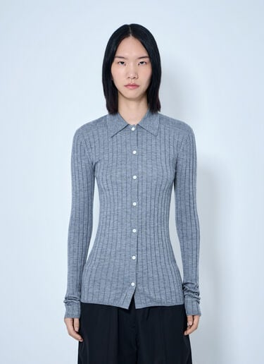 Toteme Slim Ribbed Cardigan Grey tot0265005