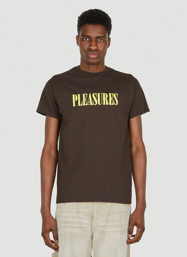 Pleasures Tickle Logo Print T-Shirt Brown pls0147015