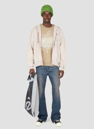Acne Studios Zip Up Hooded Sweatshirt Beige acn0353017