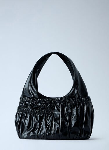 LN-CC® - Marni: Gathered Leather Shoulder Bag - Black Marni Gathered Leather Shoulder Bag Black mni0265026