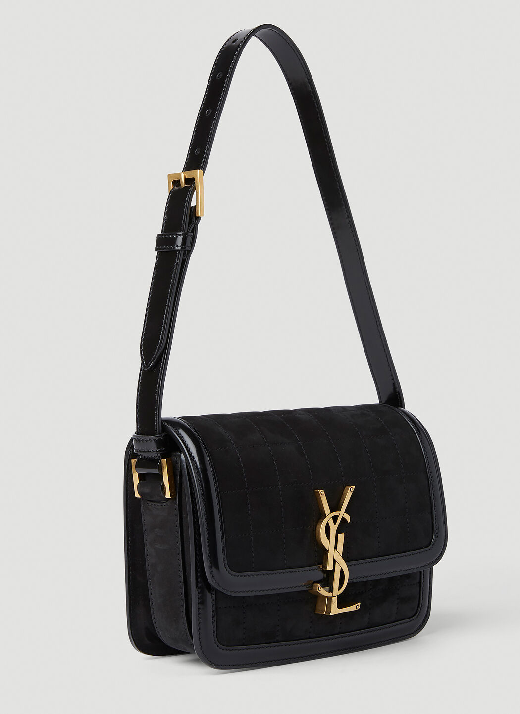 Saint Laurent Logo Plaque Quilted Shoulder Bag LN CC