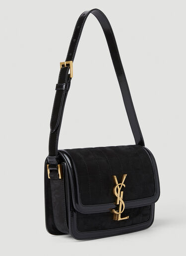 Saint Laurent Logo Plaque Quilted Shoulder Bag Black sla0251123