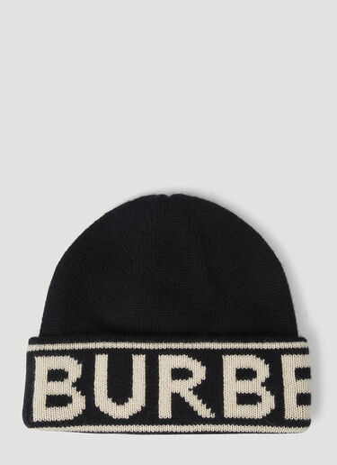 Burberry Logo Intarsia Beanie Hat Black bur0346018