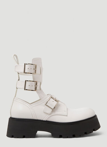 Alexander McQueen Buckle Fastening Ankle Boots White amq0248023