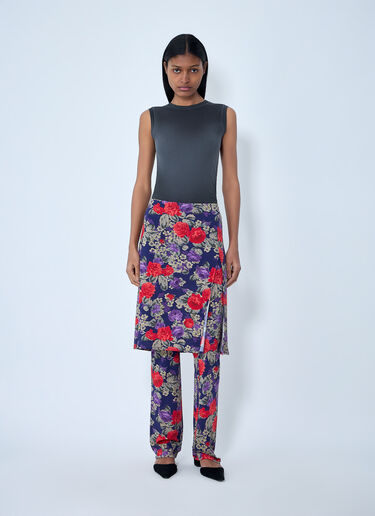 Acne Studios Floral Print Layered Skirt Pants Purple acn0263022