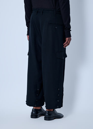 LN-CC® - Yohji Yamamoto: Hem Button Pants - Black Yohji Yamamoto Hem Button Pants Black yoy0165002