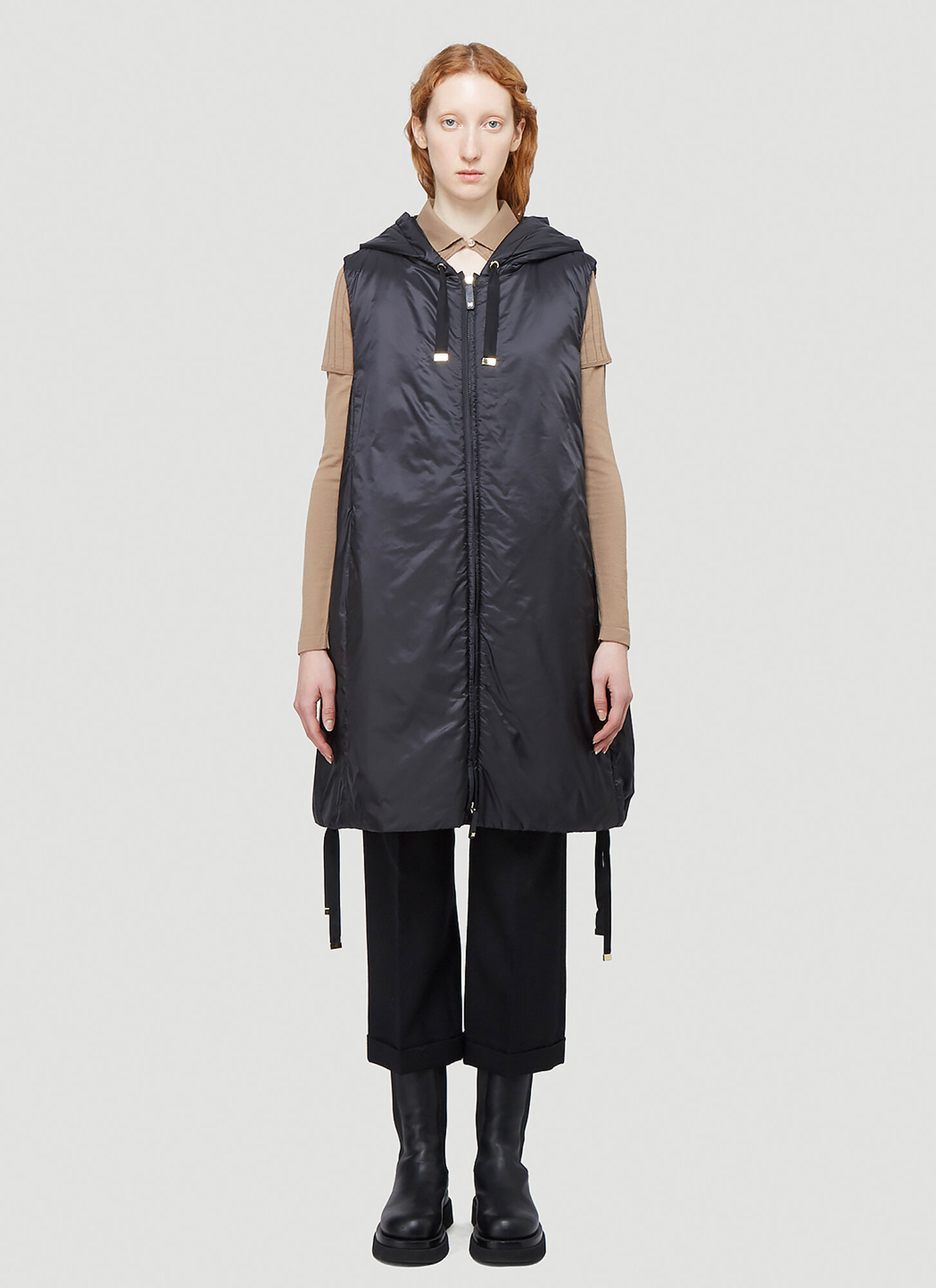 Max Mara Cube Greengi Gilet Coat In Black