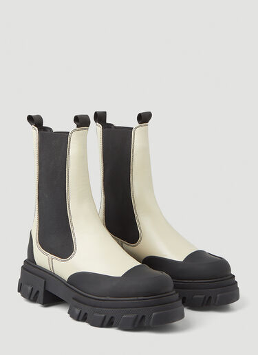 GANNI Mid-Calf Chelsea Boots Cream gan0246092
