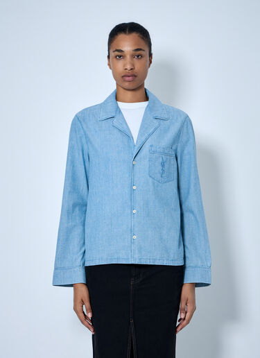 LN-CC® - Saint Laurent: Button-down Denim Shirt - Blue Saint Laurent Button-down Denim Shirt Blue sla0264034