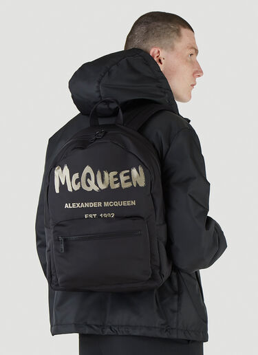 Alexander McQueen メトロポリタン ロゴプリントバックパック ブラック amq0145082