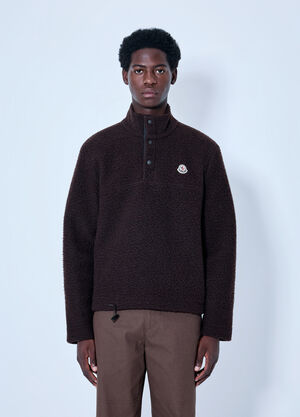 Moncler Fleece Pullover with Snap Fastening Brown mon0166031