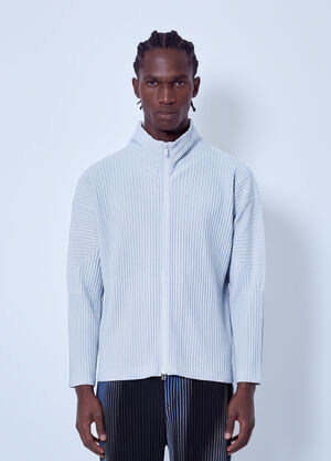 Homme Plissé Issey Miyake Pleated Zip-Up Cardigan Grey hmp0166012