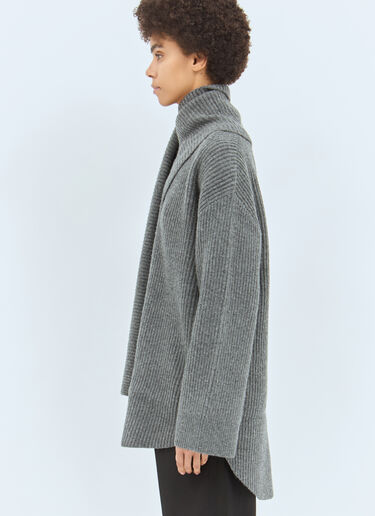 TOTEME Long-Scarf Wool Sweater Grey tot0258010