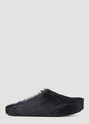 Marni [ファスベット] ロングヘアード ミュール ブラック mni0147018