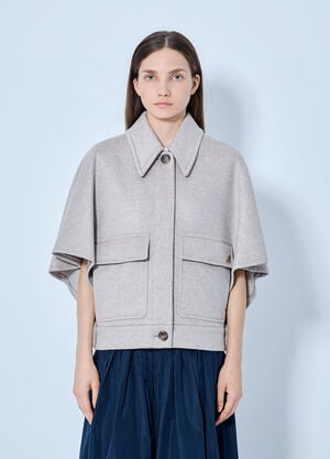 Max Mara Cape-Style Wool Jacket Beige max0265050