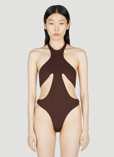 Mugler Cut Out Swimsuit Brown mug0252001