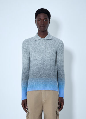 ERL Ribbed Knit Polo Sweater Grey erl0164003