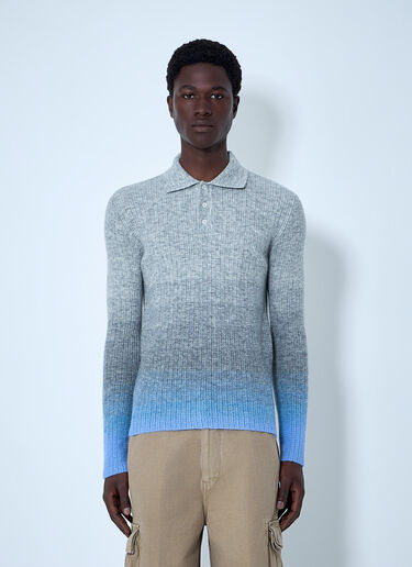 Ribbed Knit Polo Sweater ERL Ribbed Knit Polo Sweater Grey erl0164003