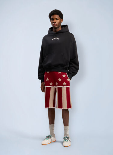 Curved Logo Loose Hooded Sweatshirt Palm Angels Curved Logo Loose Hooded Sweatshirt Black pma0162014