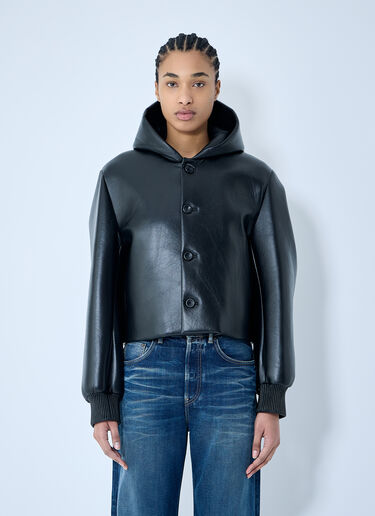 JW Anderson 短款皮革连帽夹克  黑色 jwa0259004