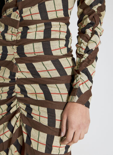 Vivienne Westwood 格纹缩褶连衣裙 棕色 vvw0253020