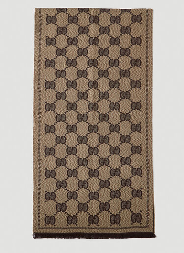 Gucci GG Wool Jacquard Scarf Brown guc0141125