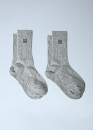 TOTEME Signature Monogram Cotton Socks Light Grey tot0263092
