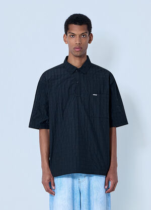 Metalwood Textured Cotton Overshirt Black met0164011