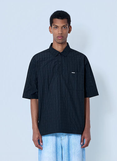 Metalwood Textured Cotton Overshirt Black met0164011