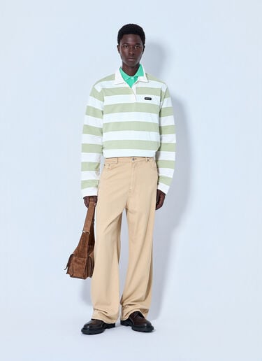 LN-CC® - Miu Miu: Striped Jersey Polo Shirt - Yellow Miu Miu Striped Jersey Polo Shirt Yellow miu0165004