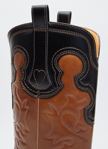 GANNI Mid Shaft Embroidered Western Boots Black gan0254036