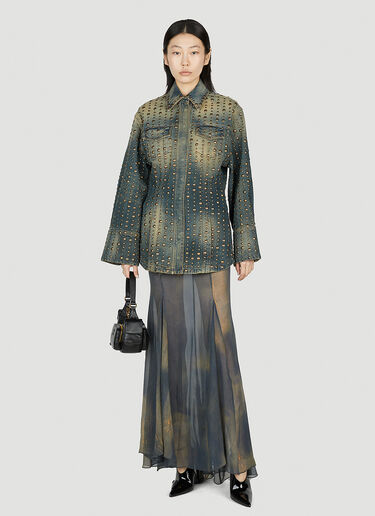 Blumarine 데님 쉬폰 스커트 다크 블루 blm0252032
