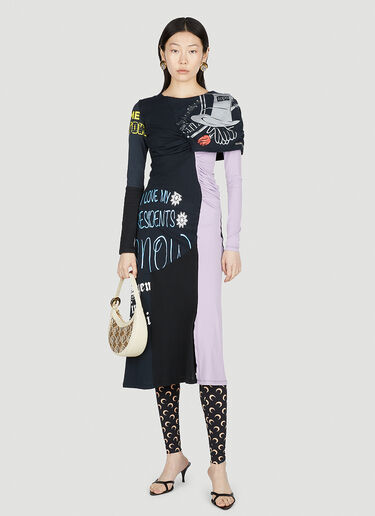 Marine Serre Graphic Panel Dress Black mrs0252002