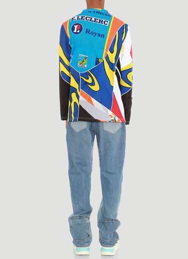 Ahluwalia Studio Half-Zip Patchwork Top Blue ahl0140005