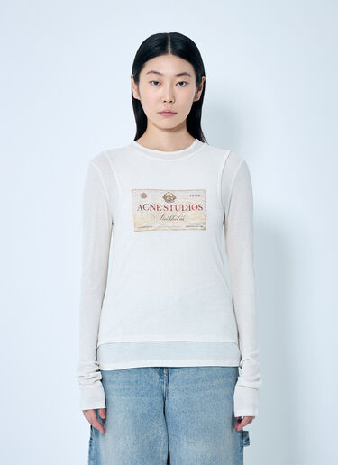 Acne Studios Double-Layered Long Sleeve T-Shirt White acn0259007