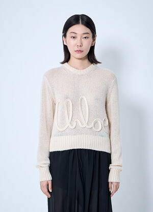 Chloé Logo Motif Sweater Beige chl0259010