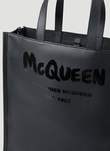 Alexander McQueen Graffiti Logo Print Tote Bag Black amq0149065