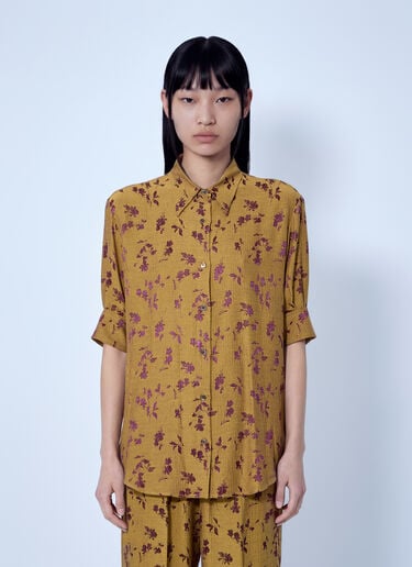 LN-CC® - Dries Van Noten: Floral Patterned Button-Down Shirt - Yellow Dries Van Noten Floral Patterned Button-Down Shirt Yellow dvn0266008