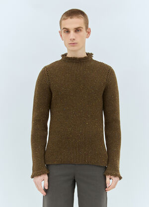 Burberry Fringed Wool Sweater Brown bur0158004