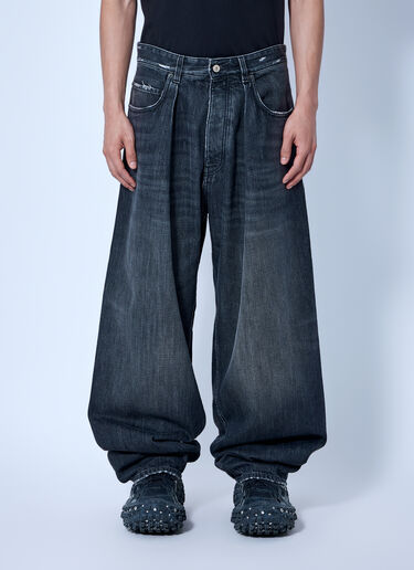 LN-CC® - Balenciaga: Pleated Baggy Jeans - Grey Balenciaga Pleated Baggy Jeans Grey bal0166010